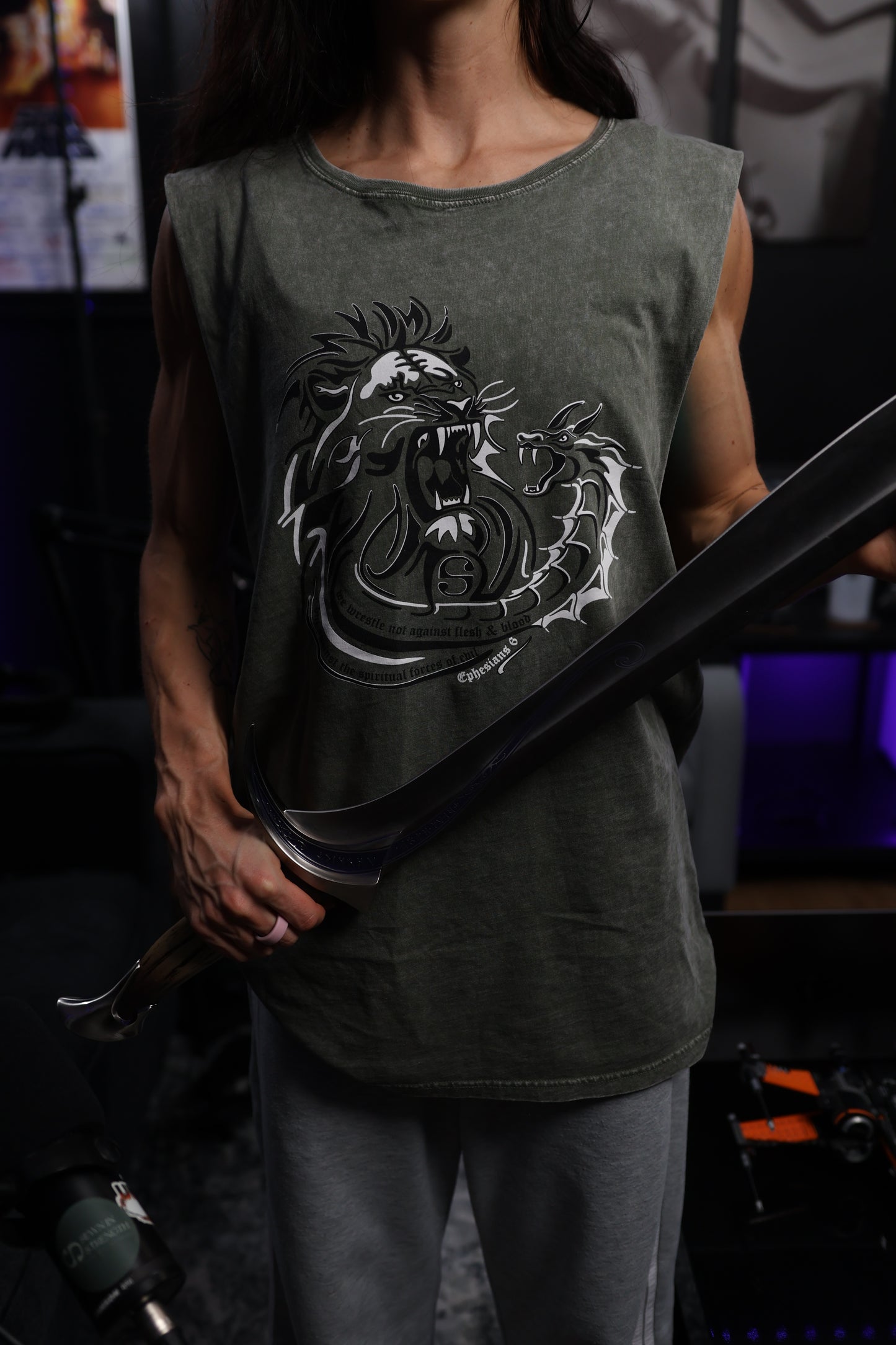 Flesh & Blood Tank, Olive Acid Wash
